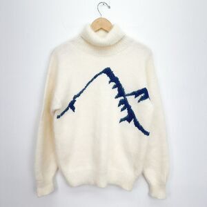 Jane Smith Aspen Women’s Wool Navy Blue Sparkle Mountain Novelty Turtleneck Swea